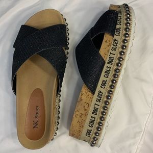 Black platform sandals